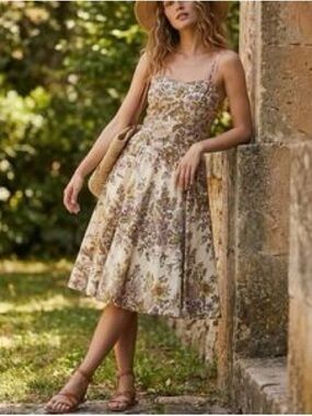 Vintage y2k Anthropologie Fairy Fifties Style Sequin Fit and Flare Dress Boho